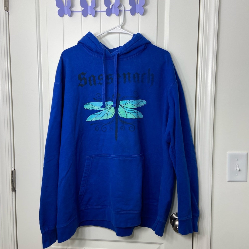 Port & Company women’s bright blue dragonfly Sassenach pullover hood sweatshirt